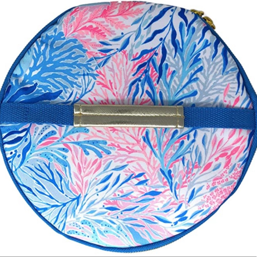 Lilly Pulitzer Cooler Bag Wine Carrier Coastal Coral Blue Pink Beach Picnic NWT - Picture 3 of 7